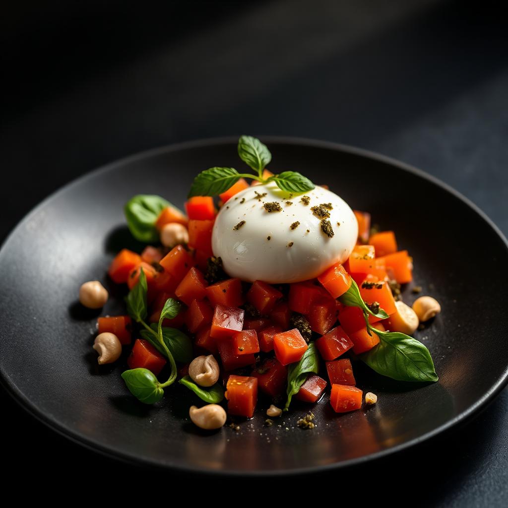 Caprese de burrata con tomate trinchado